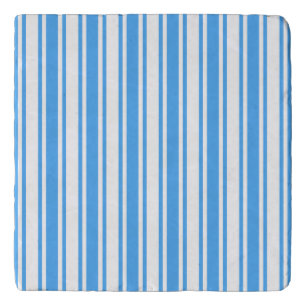 Blue and white candy stripes trivet