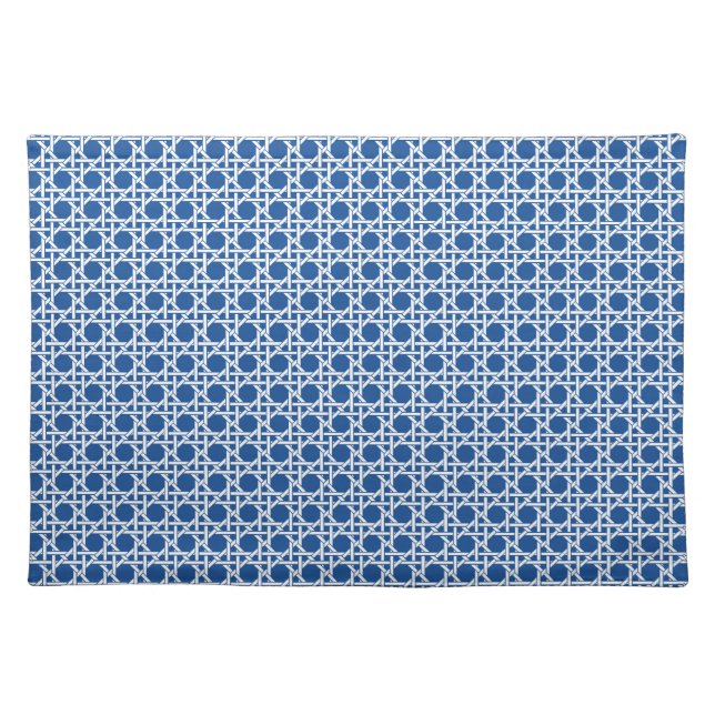 Blue and White Cane | Rattan Webbing Cloth Placemat (Front)