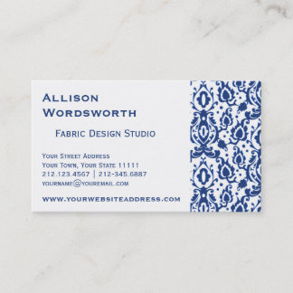 Blue and White Casbah Damask Business Card