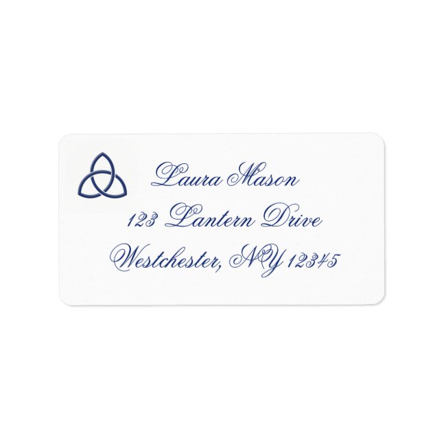 Blue and White Celtic Love Knot Address Label (Front)