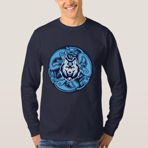 blue and white celtic wolf design