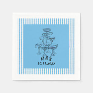 Blue and White Champagne Tower Napkins