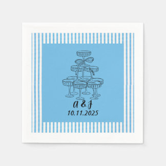 Blue and White Champagne Tower Napkins