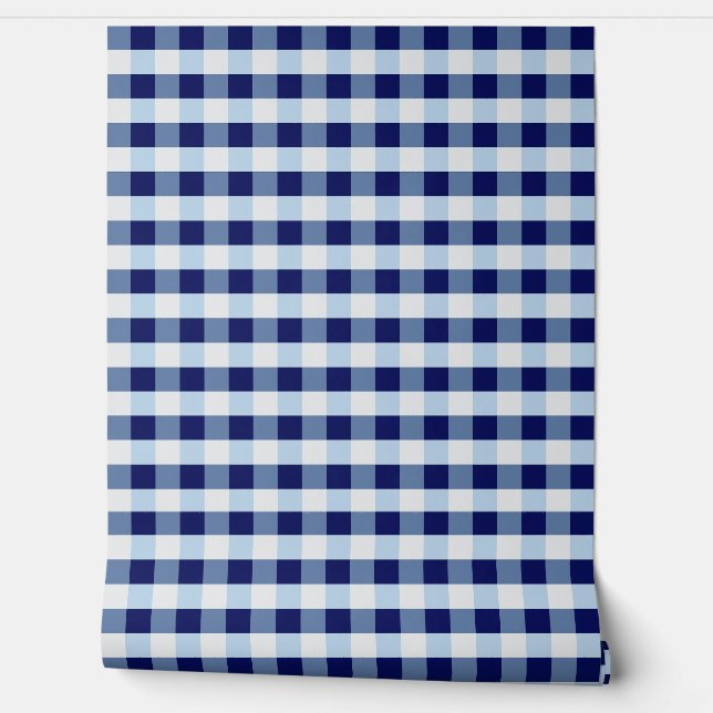 Blue and white check wallpaper  (Unrolling)