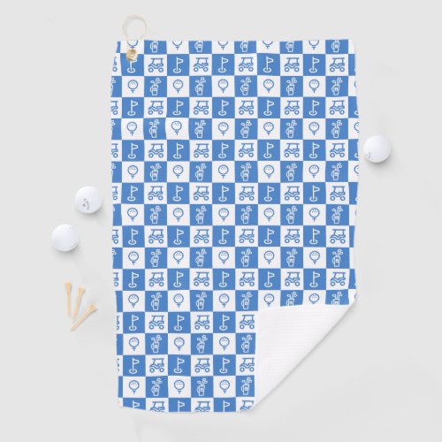 Blue and White Checkboard Golf Towel