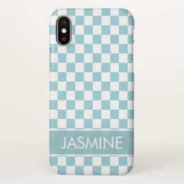 Blue and White Checker Custom iPhone X Case