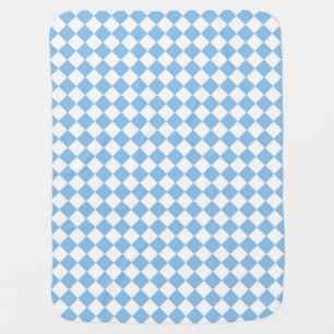 Blue and White Checker Diamond Pattern Baby Blanket