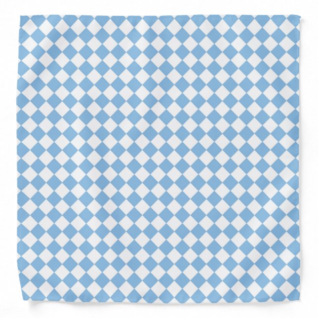 Blue and White Checker Diamond Pattern Bandana (Front)