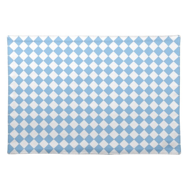 Blue and White Checker Diamond Pattern Cloth Placemat (Front)