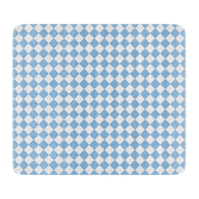 Blue and White Checker Diamond Pattern Cutting Board (Front)