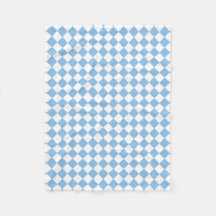Blue and White Checker Diamond Pattern Fleece Blanket