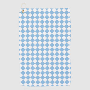 Blue and White Checker Diamond Pattern Golf Towel