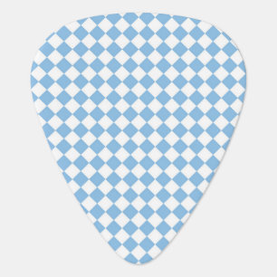 Blue and White Checker Diamond Pattern Guitar Pick