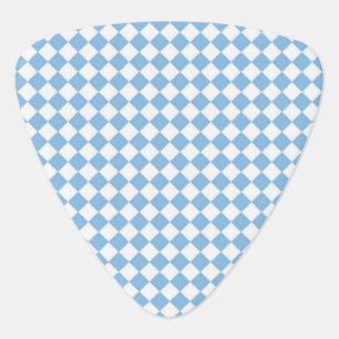 Blue and White Checker Diamond Pattern Guitar Pick
