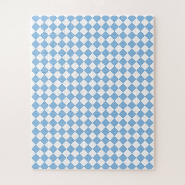 Blue and White Checker Diamond Pattern Jigsaw Puzzle (Vertical)
