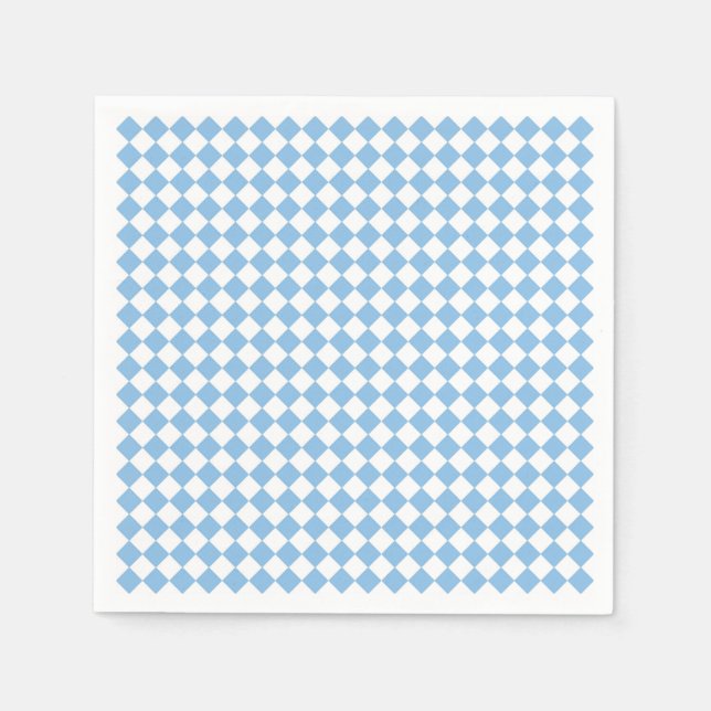 Blue and White Checker Diamond Pattern Napkins (Front)