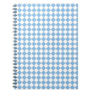 Blue and White Checker Diamond Pattern Notebook