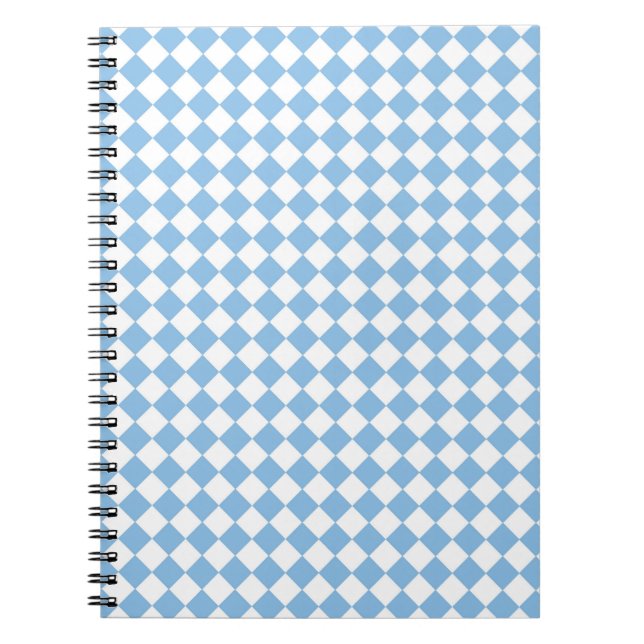 Blue and White Checker Diamond Pattern Notebook (Front)