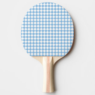 Blue and White Checker Diamond Pattern Ping Pong Paddle