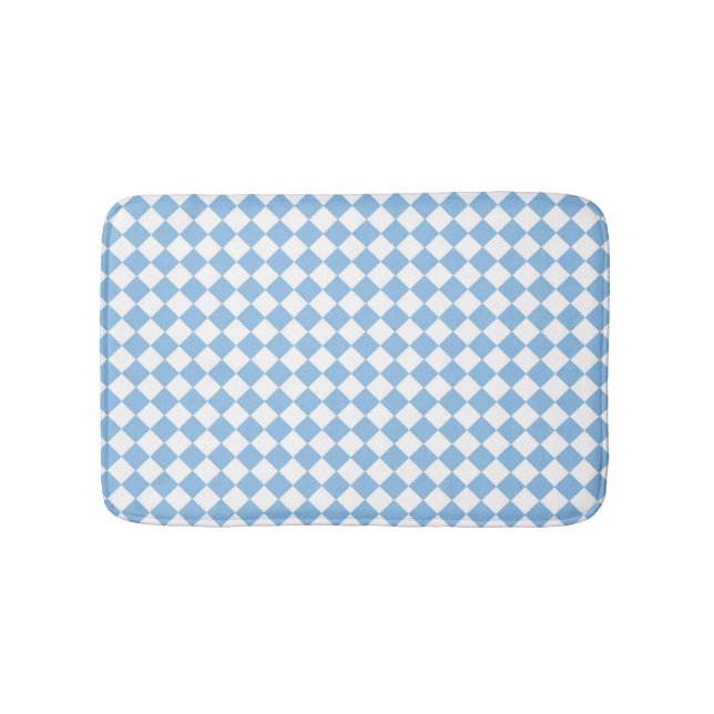 Blue and White Checker Pattern Bath Mat (Front)