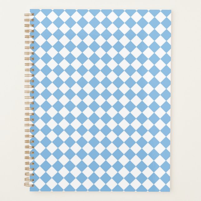 Blue and White Checker Pattern Planner (Front)