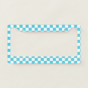 Blue and White Checkerboard License Plate Frame