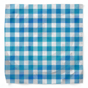Blue and White Checkered Buffalo Plaid Bandana