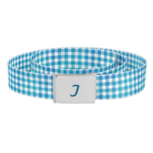 Blue and White Checkered Buffalo Plaid Belt
