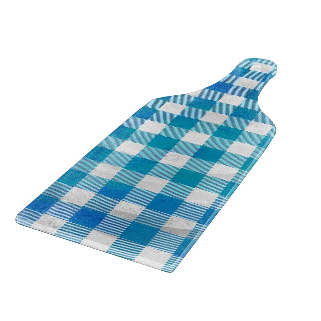 Blue and White Checkered Buffalo Plaid Cutting Board (Corner)