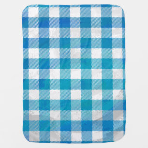 Blue and White Checkered Buffalo Plaid Swaddle Blanket