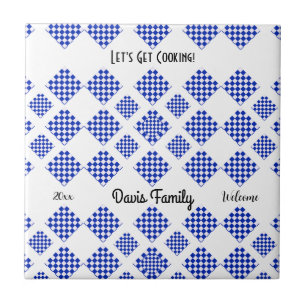 Blue and White Checkered Ceramic Tile
