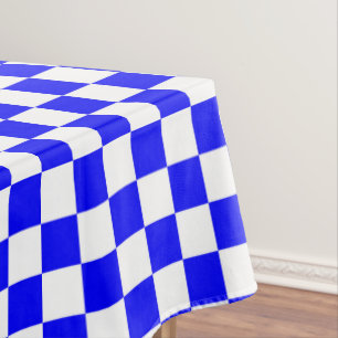 Blue and white checkered check cotton dining tablecloth