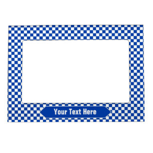 Blue and White Checkered Custom Photo Magnetic Frame