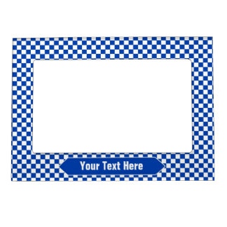 Blue and White Checkered Custom Photo Magnetic Frame