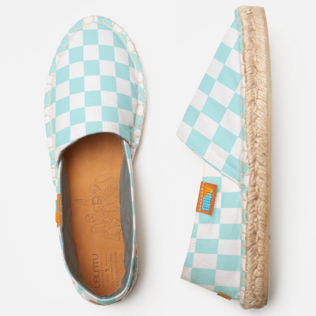 BLUE and White CHECKERED  Espadrille (Side)