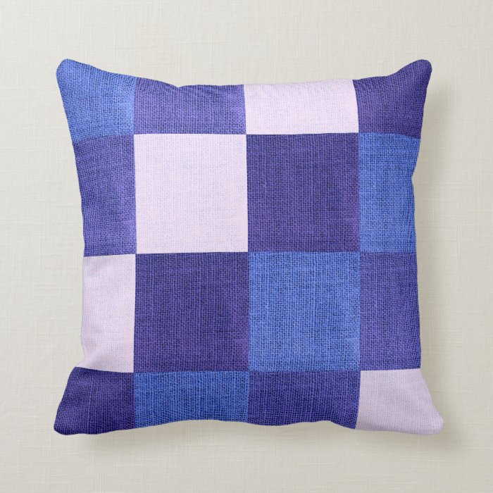 Blue and White Checkered Fabric Design Throw Pillow Zazzle