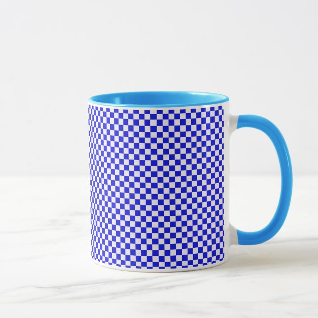 Blue and White Checkered Mugs (Right)