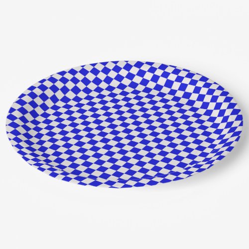 Blue and White Checkered Paper Plates