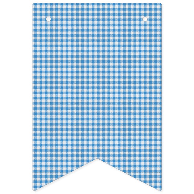 Blue and White Checkered Plaid. Bunting Flags (First Flag)