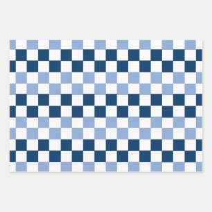 Blue and White Checkered Wrapping Paper Sheets