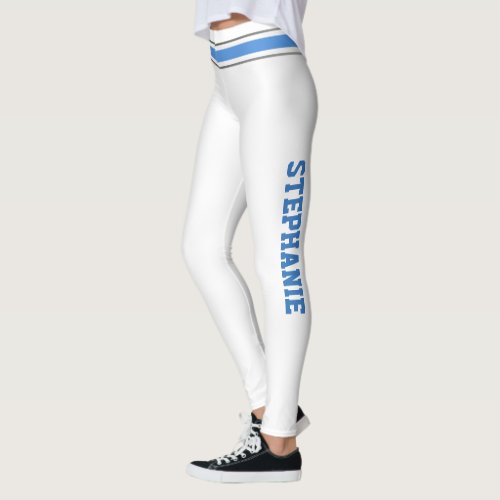 Blue and White Cheerleaders Personalize Leggings