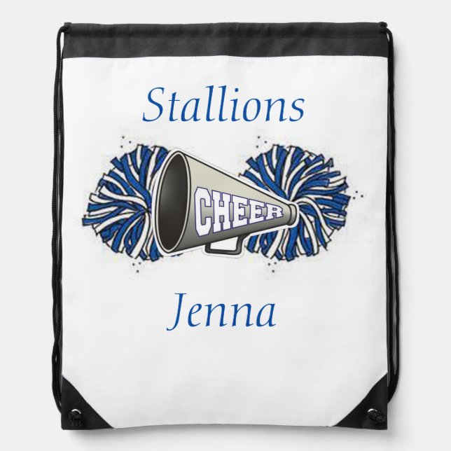Blue and White Cheerleading Personalized Backpack (Front)