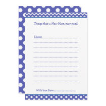 Blue and White Chevron Advice List for New Moms Invitation