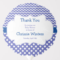 Blue and White Chevron and Polka Dots Baby Shower Balloon