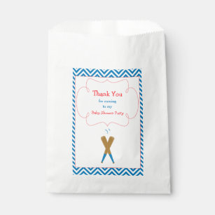 Blue and White Chevron Baby Shower Party Favor Bag