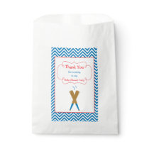 Blue and White Chevron Baby Shower Party Favor Bag
