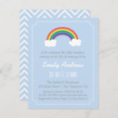 Blue and White Chevron, Rainbow Baby Shower Invitation (Front/Back)