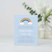 Blue and White Chevron, Rainbow Baby Shower Invitation (Standing Front)