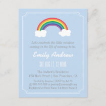 Blue and White Chevron, Rainbow Baby Shower Invitation