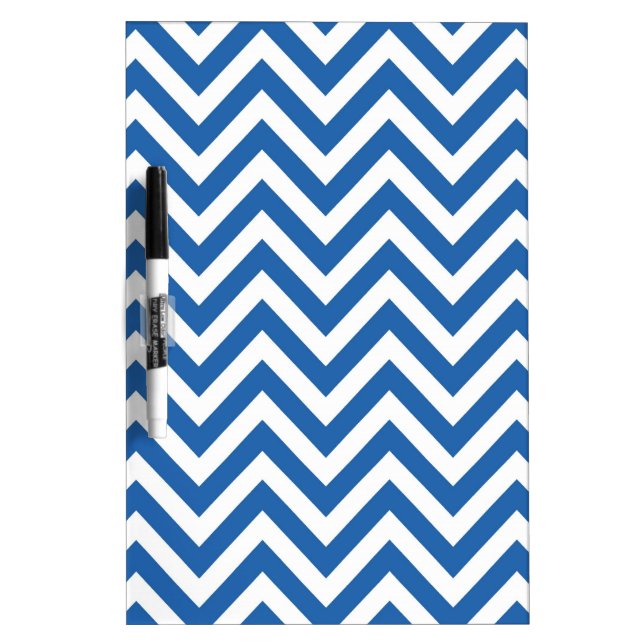Blue and White Chevron zigzag Pattern Dry-Erase Board (Front)